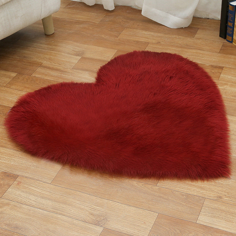 Loving Heart Shaped Plain Rug Multi-Color Comfort Rug Wool Stain Resistant Non-Slip Pet Friendly Carpet for Girls Room Burgundy 2'4" x 2'11" Clearhalo 'Area Rug' 'Casual' 'Rugs' Rug' 2070429