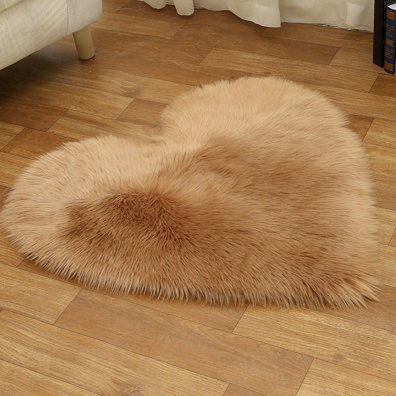 Loving Heart Shaped Plain Rug Multi-Color Comfort Rug Wool Stain Resistant Non-Slip Pet Friendly Carpet for Girls Room Cameo Brown 2'4" x 2'11" Clearhalo 'Area Rug' 'Casual' 'Rugs' Rug' 2070433