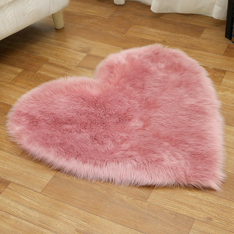Loving Heart Shaped Plain Rug Multi-Color Comfort Rug Wool Stain Resistant Non-Slip Pet Friendly Carpet for Girls Room Pink 2'4" x 2'11" Clearhalo 'Area Rug' 'Casual' 'Rugs' Rug' 2070440