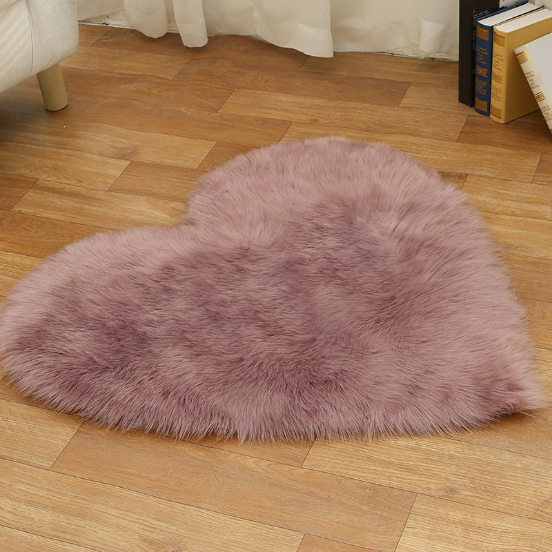 Loving Heart Shaped Plain Rug Multi-Color Comfort Rug Wool Stain Resistant Non-Slip Pet Friendly Carpet for Girls Room Purple 2'4" x 2'11" Clearhalo 'Area Rug' 'Casual' 'Rugs' Rug' 2070441