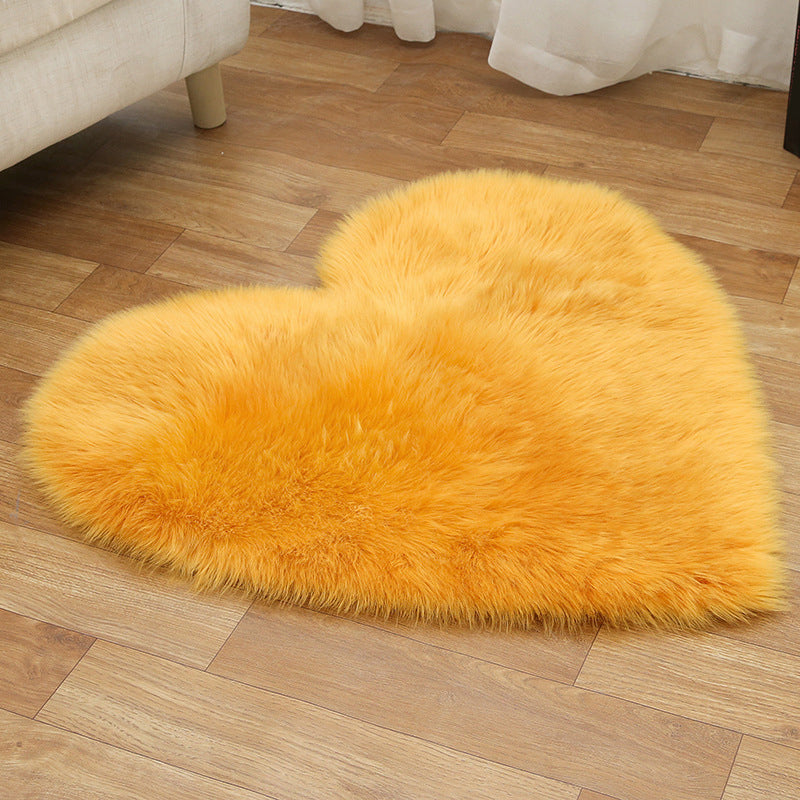 Loving Heart Shaped Plain Rug Multi-Color Comfort Rug Wool Stain Resistant Non-Slip Pet Friendly Carpet for Girls Room Orange-Yellow 2'4" x 2'11" Clearhalo 'Area Rug' 'Casual' 'Rugs' Rug' 2070443