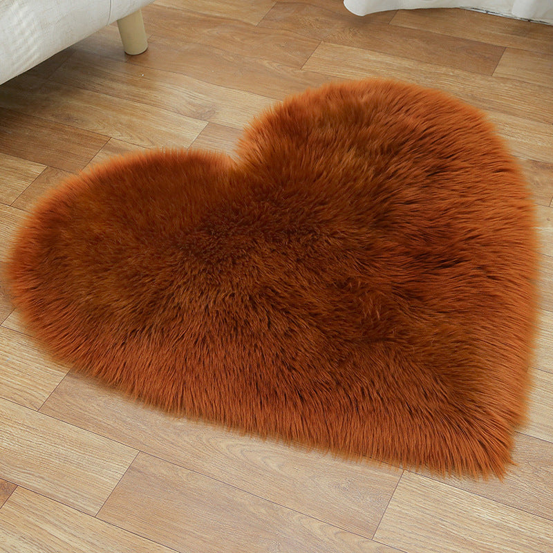 Loving Heart Shaped Plain Rug Multi-Color Comfort Rug Wool Stain Resistant Non-Slip Pet Friendly Carpet for Girls Room Red Brown 2'4" x 2'11" Clearhalo 'Area Rug' 'Casual' 'Rugs' Rug' 2070444