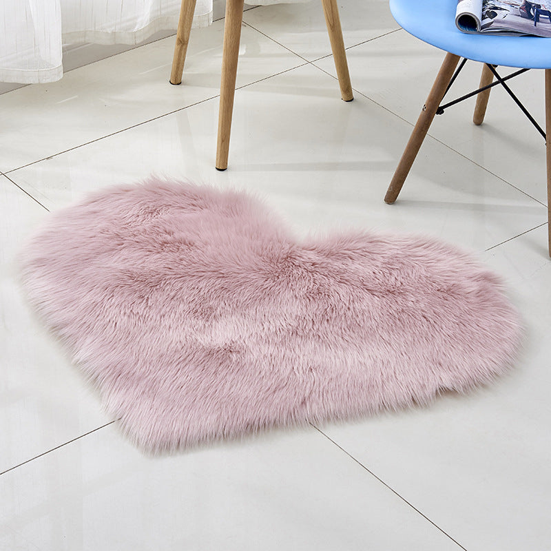 Multi Color Nordic Style Rug Faux Wool Plain Love Shape Rug Non-Slip Backing Washable Pet Friendly Carpet for Home Pink 2'4" x 2'11" Clearhalo 'Area Rug' 'Casual' 'Rugs' Rug' 2070457