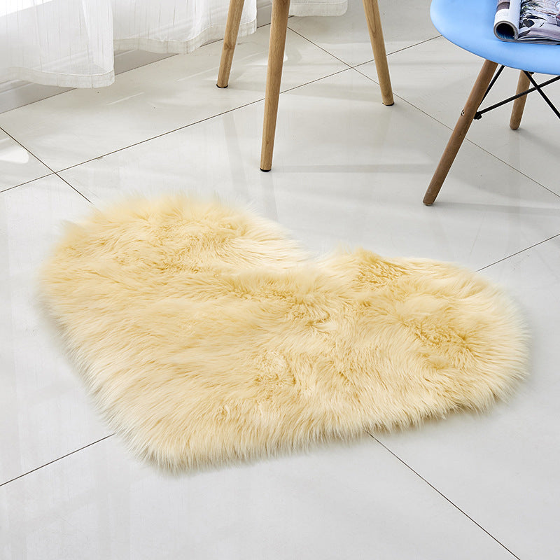 Multi Color Nordic Style Rug Faux Wool Plain Love Shape Rug Non-Slip Backing Washable Pet Friendly Carpet for Home Light Yellow 2'4" x 2'11" Clearhalo 'Area Rug' 'Casual' 'Rugs' Rug' 2070459