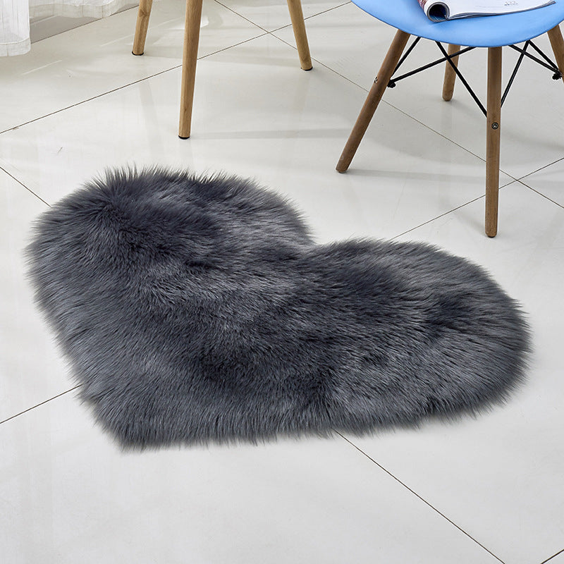 Multi Color Nordic Style Rug Faux Wool Plain Love Shape Rug Non-Slip Backing Washable Pet Friendly Carpet for Home Dark Gray 2'4" x 2'11" Clearhalo 'Area Rug' 'Casual' 'Rugs' Rug' 2070461