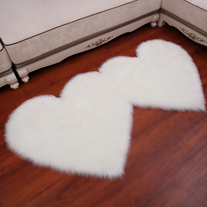 Symmetric Loving Heart Plain Rug Multi Colored Casual Style Carpet Shag Pet Friendly Stain Resistant Anti-Slip Rug for Door White Clearhalo 'Area Rug' 'Casual' 'Rugs' Rug' 2070491