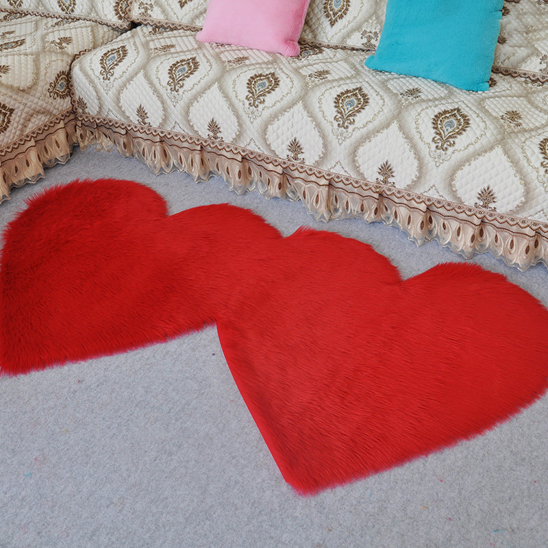 Symmetric Loving Heart Plain Rug Multi Colored Casual Style Carpet Shag Pet Friendly Stain Resistant Anti-Slip Rug for Door Red Clearhalo 'Area Rug' 'Casual' 'Rugs' Rug' 2070492