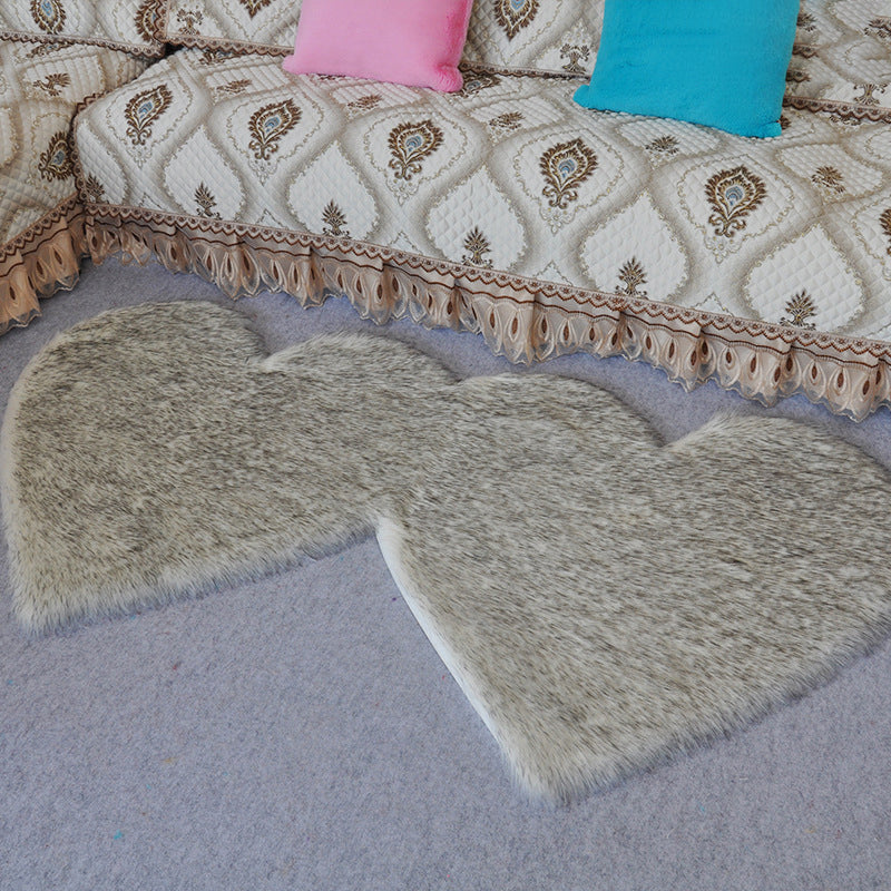 Symmetric Loving Heart Plain Rug Multi Colored Casual Style Carpet Shag Pet Friendly Stain Resistant Anti-Slip Rug for Door White-Black Clearhalo 'Area Rug' 'Casual' 'Rugs' Rug' 2070497