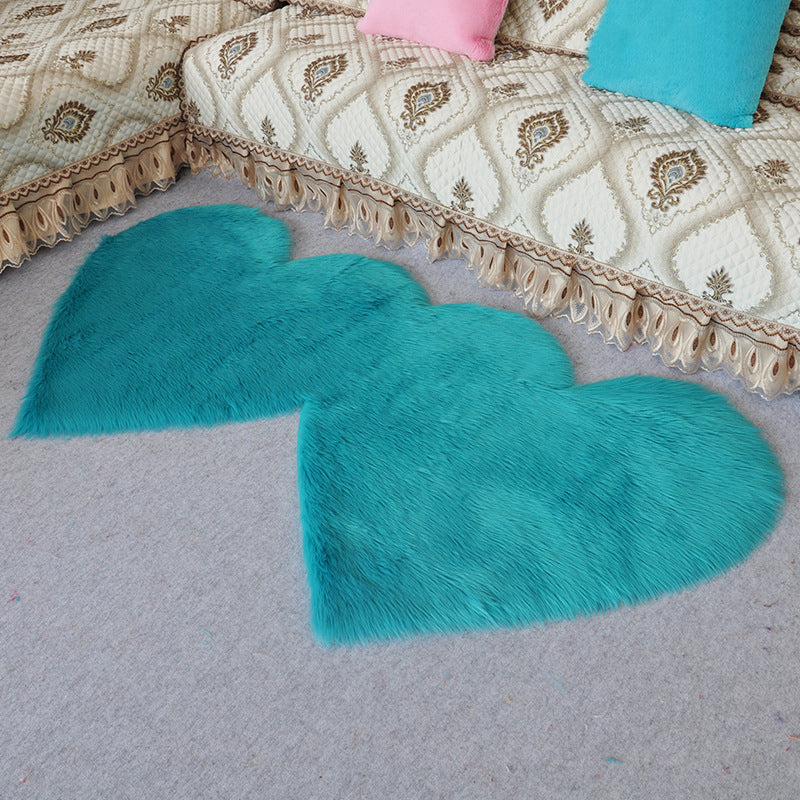 Symmetric Loving Heart Plain Rug Multi Colored Casual Style Carpet Shag Pet Friendly Stain Resistant Anti-Slip Rug for Door Light Blue 2’11" x 5'11" Clearhalo 'Area Rug' 'Casual' 'Rugs' Rug' 2070502