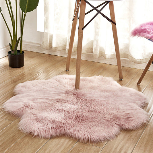 Floral Multi Color Plain Rug Faux Fur Minimalist Carpet Pet Friendly Washable Rug for Girls Bedroom Light Pink 2'11" x 2'11" Clearhalo 'Area Rug' 'Casual' 'Rugs' Rug' 2070514