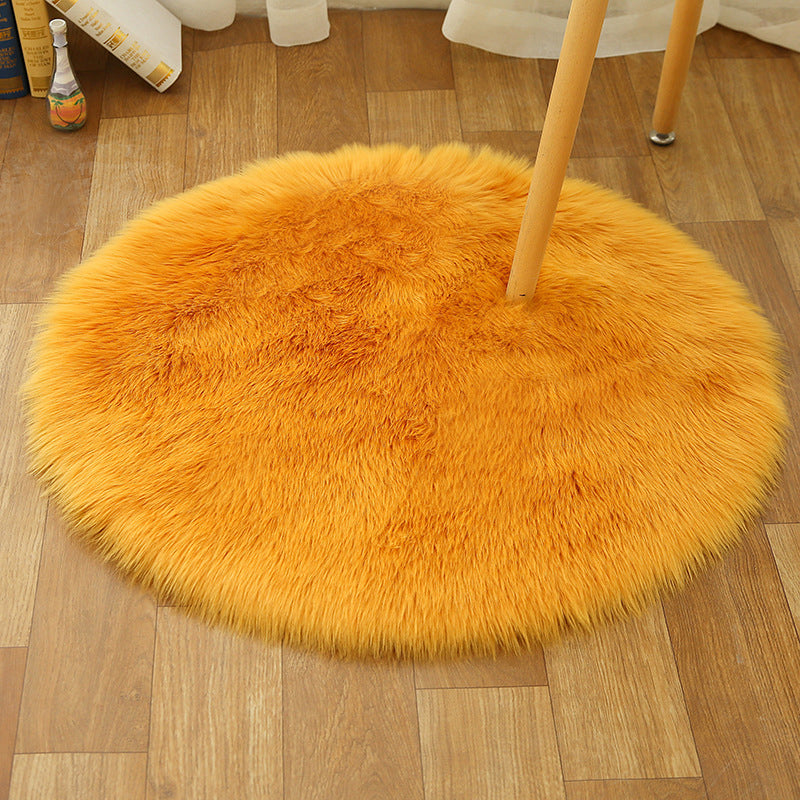 Comfort Girls Room Foot Rug Multicolor Plain Carpet Shag Pet Friendly Machine Washable Non-Slip Rug Orange-Yellow Clearhalo 'Area Rug' 'Casual' 'Rugs' Rug' 2070544