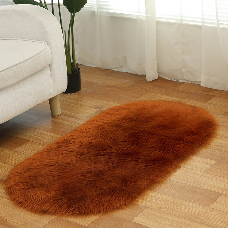 Rug Faux Fur Minimalist Carpet Non-Slip Pet Friendly Stain Resistant Rug for Sitting Room Red Brown Clearhalo 'Area Rug' 'Casual' 'Rugs' Rug' 2070610
