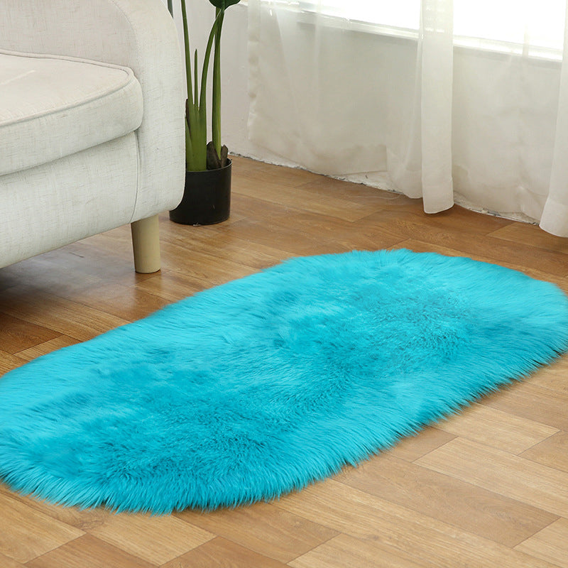 Rug Faux Fur Minimalist Carpet Non-Slip Pet Friendly Stain Resistant Rug for Sitting Room Dark Blue Clearhalo 'Area Rug' 'Casual' 'Rugs' Rug' 2070619