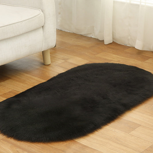Rug Faux Fur Minimalist Carpet Non-Slip Pet Friendly Stain Resistant Rug for Sitting Room Black Clearhalo 'Area Rug' 'Casual' 'Rugs' Rug' 2070620