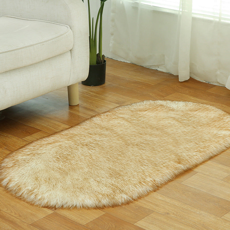 Rug Faux Fur Minimalist Carpet Non-Slip Pet Friendly Stain Resistant Rug for Sitting Room White-Brown Clearhalo 'Area Rug' 'Casual' 'Rugs' Rug' 2070623
