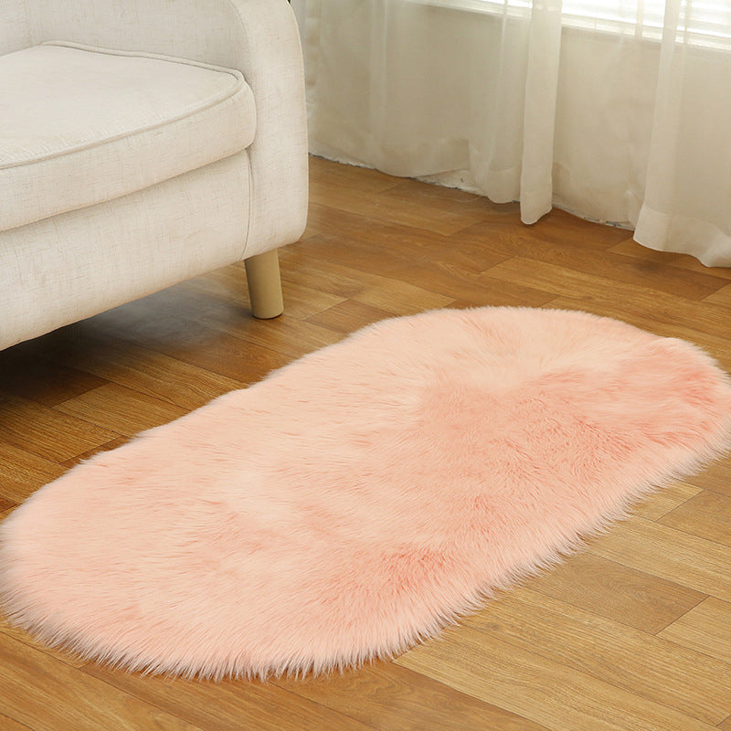 Rug Faux Fur Minimalist Carpet Non-Slip Pet Friendly Stain Resistant Rug for Sitting Room Light Pink Clearhalo 'Area Rug' 'Casual' 'Rugs' Rug' 2070626