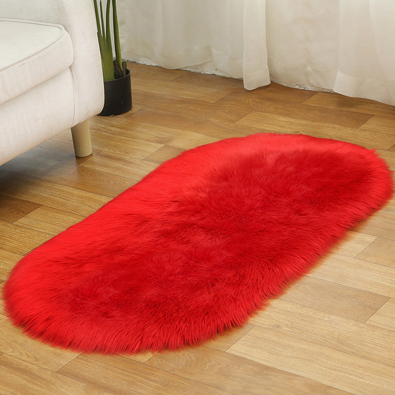 Rug Faux Fur Minimalist Carpet Non-Slip Pet Friendly Stain Resistant Rug for Sitting Room Red Clearhalo 'Area Rug' 'Casual' 'Rugs' Rug' 2070627
