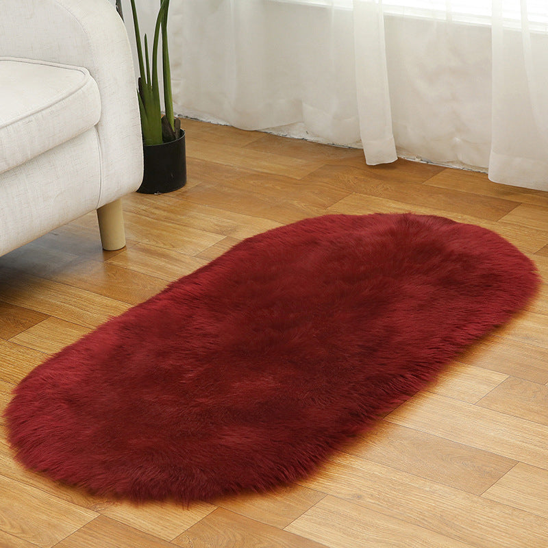 Rug Faux Fur Minimalist Carpet Non-Slip Pet Friendly Stain Resistant Rug for Sitting Room Burgundy Clearhalo 'Area Rug' 'Casual' 'Rugs' Rug' 2070628