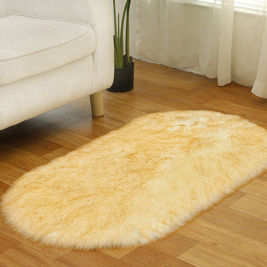 Rug Faux Fur Minimalist Carpet Non-Slip Pet Friendly Stain Resistant Rug for Sitting Room White-Yellow Clearhalo 'Area Rug' 'Casual' 'Rugs' Rug' 2070631