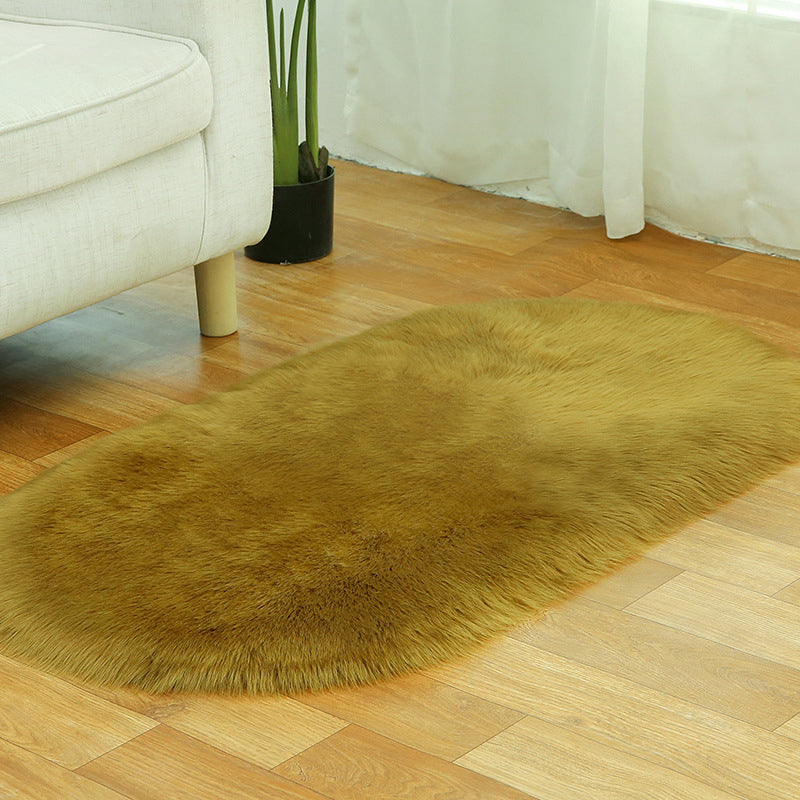 Rug Faux Fur Minimalist Carpet Non-Slip Pet Friendly Stain Resistant Rug for Sitting Room Army Green Clearhalo 'Area Rug' 'Casual' 'Rugs' Rug' 2070633