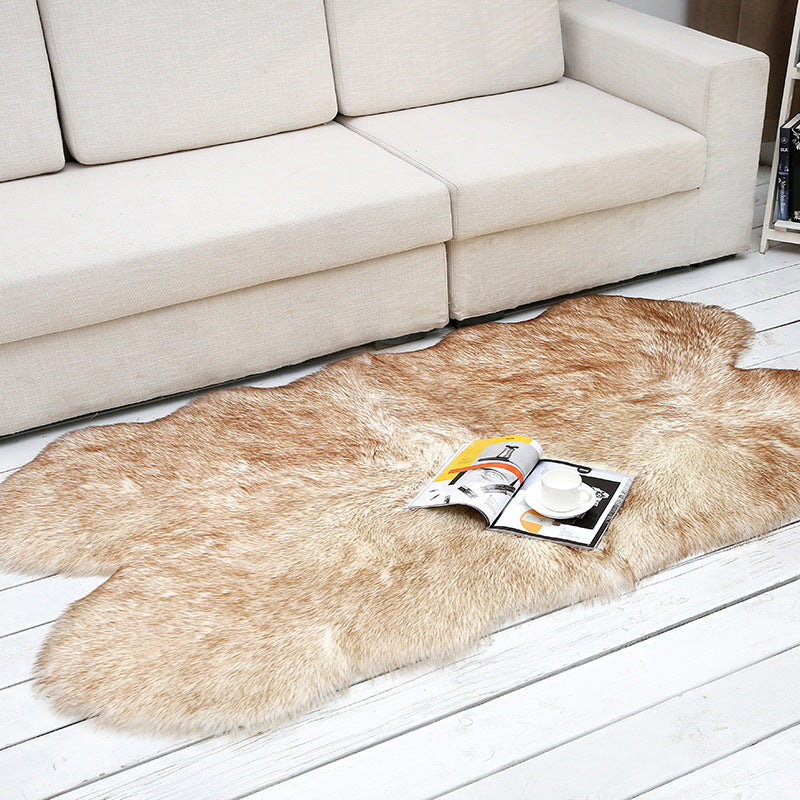 Shaggy Plain Rug Multi-Color Scandinavian Carpet Faux Fur Machine Washable Non-Slip Backing Pet Friendly Rug for Home White-Brown 3'3" x 5'11" Clearhalo 'Area Rug' 'Casual' 'Rugs' Rug' 2070658