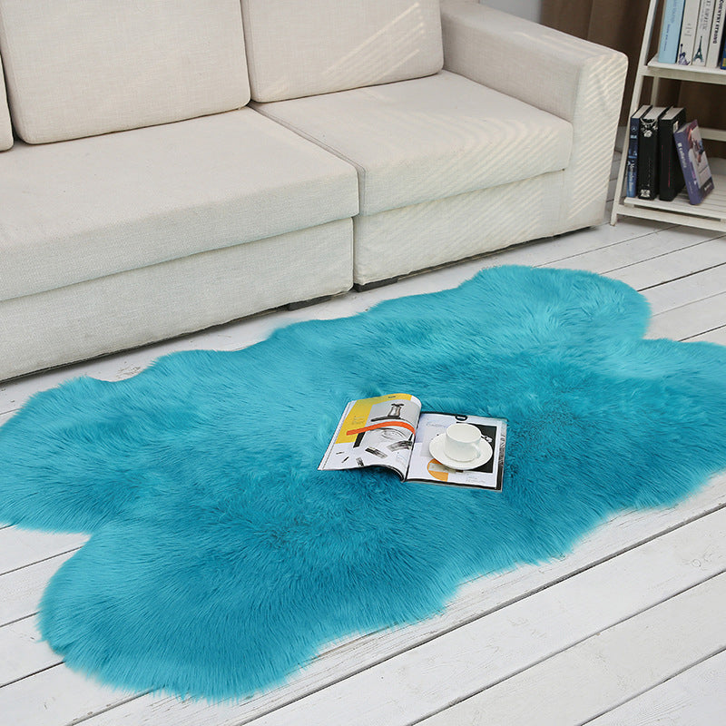 Shaggy Plain Rug Multi-Color Scandinavian Carpet Faux Fur Machine Washable Non-Slip Backing Pet Friendly Rug for Home Dark Blue 3'3" x 5'11" Clearhalo 'Area Rug' 'Casual' 'Rugs' Rug' 2070660