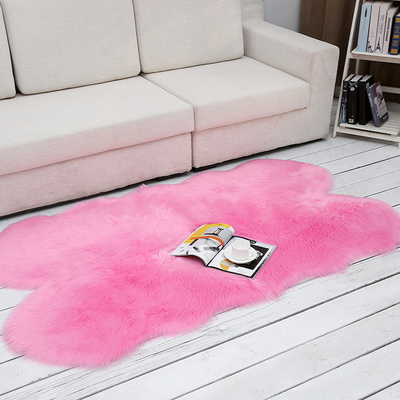 Shaggy Plain Rug Multi-Color Scandinavian Carpet Faux Fur Machine Washable Non-Slip Backing Pet Friendly Rug for Home Dark Pink 3'3" x 5'11" Clearhalo 'Area Rug' 'Casual' 'Rugs' Rug' 2070661