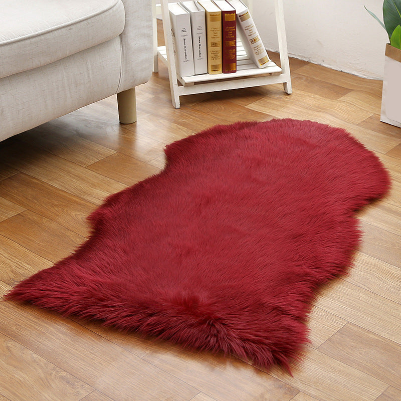 Shaggy Plain Rug Multi-Color Scandinavian Carpet Faux Fur Machine Washable Non-Slip Backing Pet Friendly Rug for Home Burgundy 3'3" x 5'11" Clearhalo 'Area Rug' 'Casual' 'Rugs' Rug' 2070663