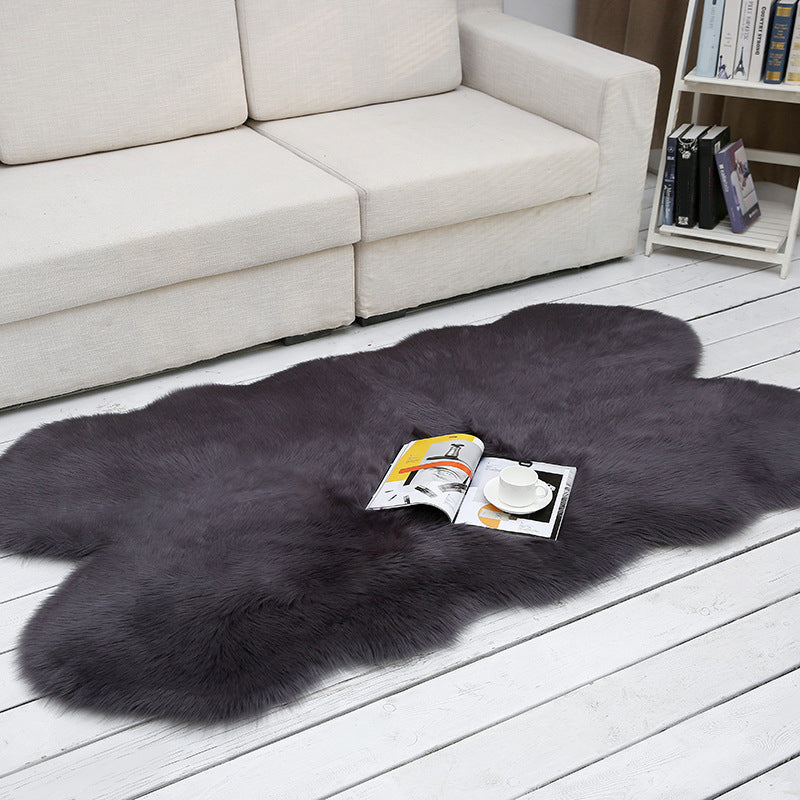 Shaggy Plain Rug Multi-Color Scandinavian Carpet Faux Fur Machine Washable Non-Slip Backing Pet Friendly Rug for Home Dark Gray 3'3" x 5'11" Clearhalo 'Area Rug' 'Casual' 'Rugs' Rug' 2070664