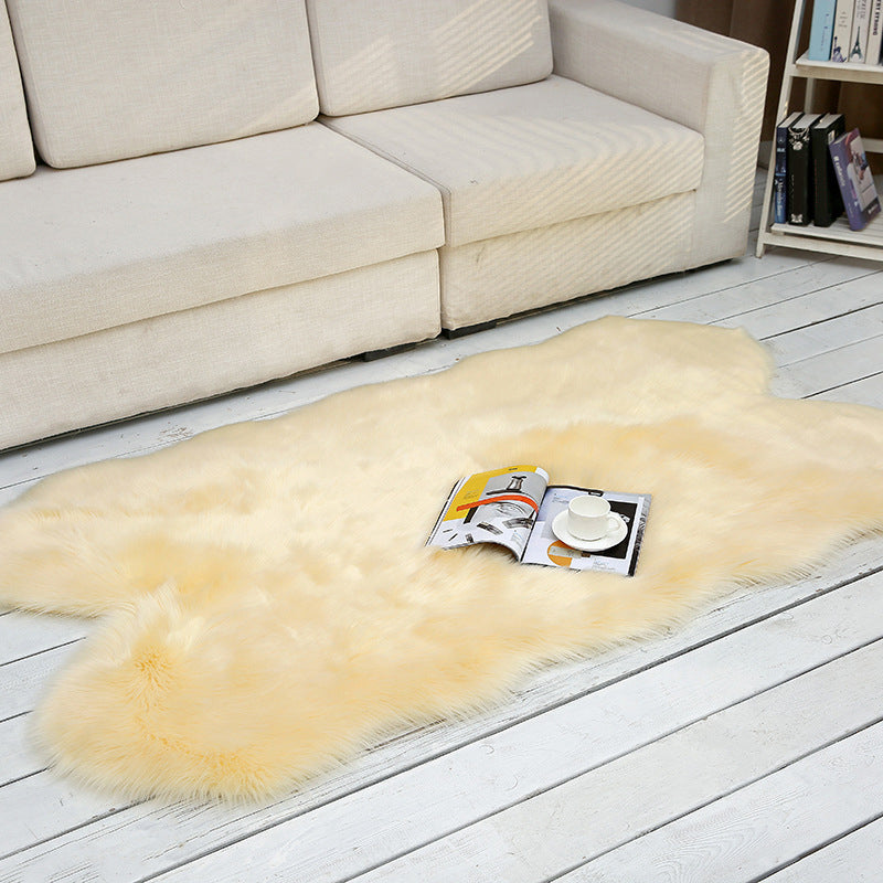 Shaggy Plain Rug Multi-Color Scandinavian Carpet Faux Fur Machine Washable Non-Slip Backing Pet Friendly Rug for Home Beige 3'3" x 5'11" Clearhalo 'Area Rug' 'Casual' 'Rugs' Rug' 2070665