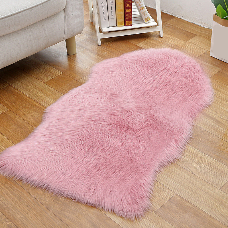 Shaggy Plain Rug Multi-Color Scandinavian Carpet Faux Fur Machine Washable Non-Slip Backing Pet Friendly Rug for Home Light Pink 3'3" x 5'11" Clearhalo 'Area Rug' 'Casual' 'Rugs' Rug' 2070667