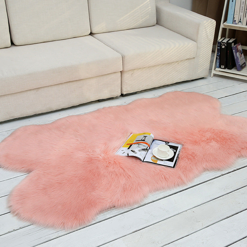 Shaggy Plain Rug Multi-Color Scandinavian Carpet Faux Fur Machine Washable Non-Slip Backing Pet Friendly Rug for Home Pearl Pink 3'3" x 5'11" Clearhalo 'Area Rug' 'Casual' 'Rugs' Rug' 2070669