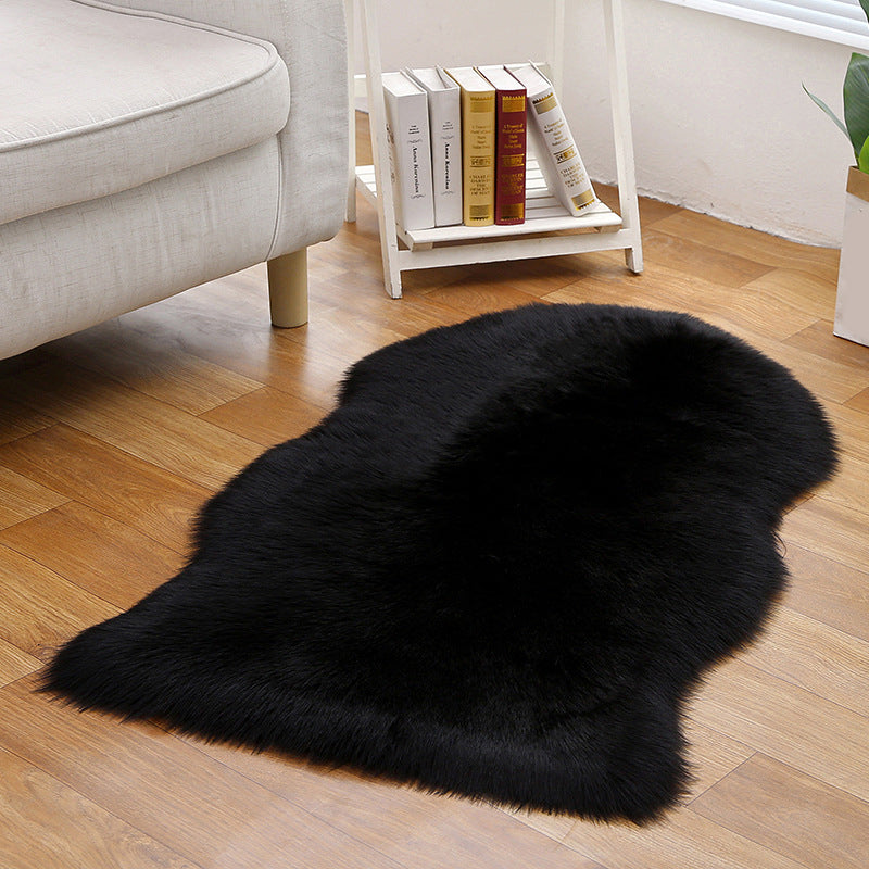 Shaggy Plain Rug Multi-Color Scandinavian Carpet Faux Fur Machine Washable Non-Slip Backing Pet Friendly Rug for Home Black 3'3" x 5'11" Clearhalo 'Area Rug' 'Casual' 'Rugs' Rug' 2070671