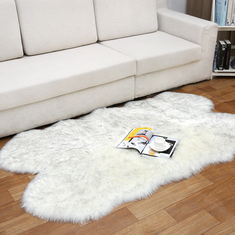 Shaggy Plain Rug Multi-Color Scandinavian Carpet Faux Fur Machine Washable Non-Slip Backing Pet Friendly Rug for Home White-Gray 3'3" x 5'11" Clearhalo 'Area Rug' 'Casual' 'Rugs' Rug' 2070672