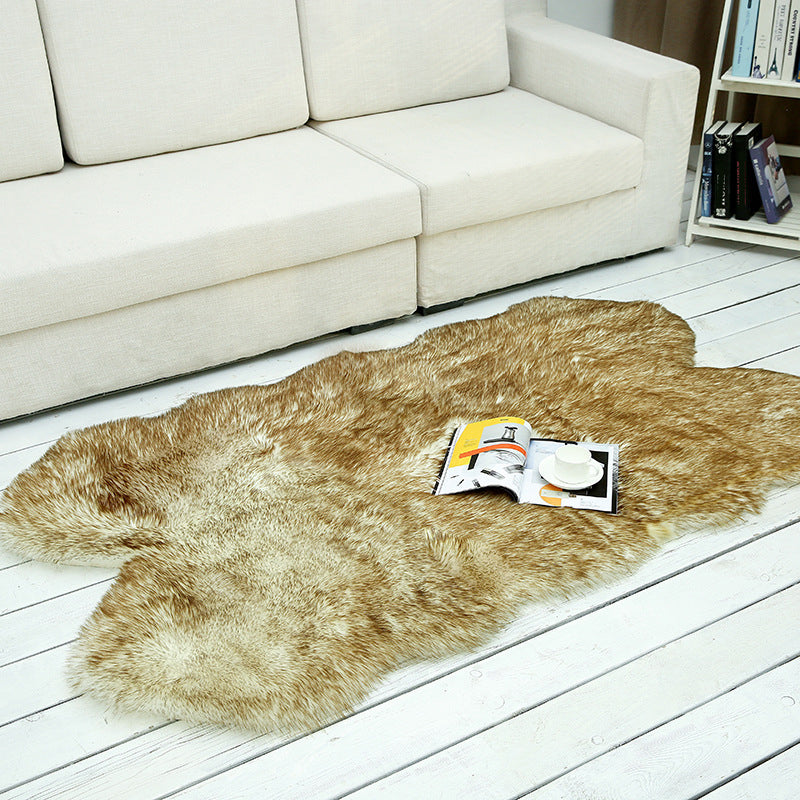 Shaggy Plain Rug Multi-Color Scandinavian Carpet Faux Fur Machine Washable Non-Slip Backing Pet Friendly Rug for Home Coffee-White 3'3" x 5'11" Clearhalo 'Area Rug' 'Casual' 'Rugs' Rug' 2070673