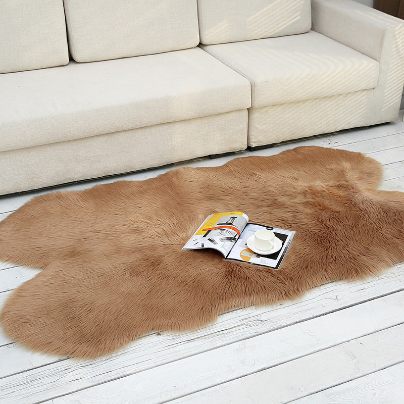 Shaggy Plain Rug Multi-Color Scandinavian Carpet Faux Fur Machine Washable Non-Slip Backing Pet Friendly Rug for Home Cameo Brown 3'3" x 5'11" Clearhalo 'Area Rug' 'Casual' 'Rugs' Rug' 2070674