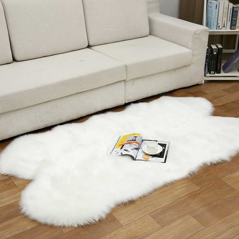 Shaggy Plain Rug Multi-Color Scandinavian Carpet Faux Fur Machine Washable Non-Slip Backing Pet Friendly Rug for Home White 3'3" x 5'11" Clearhalo 'Area Rug' 'Casual' 'Rugs' Rug' 2070675