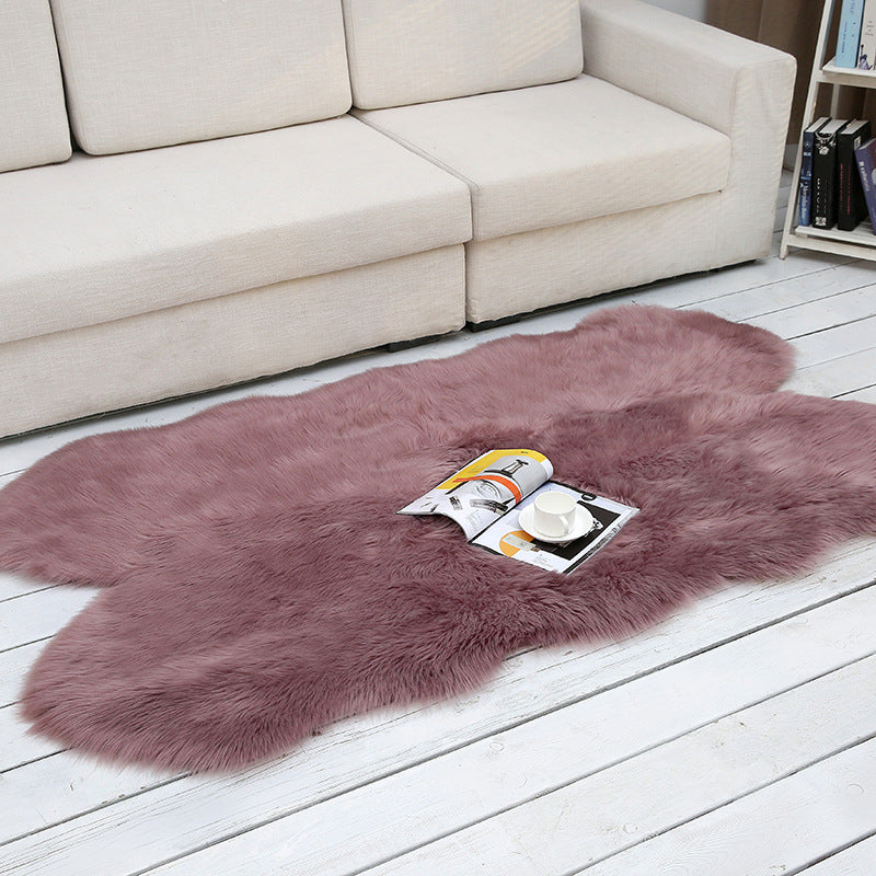 Shaggy Plain Rug Multi-Color Scandinavian Carpet Faux Fur Machine Washable Non-Slip Backing Pet Friendly Rug for Home Purple 3'3" x 5'11" Clearhalo 'Area Rug' 'Casual' 'Rugs' Rug' 2070676