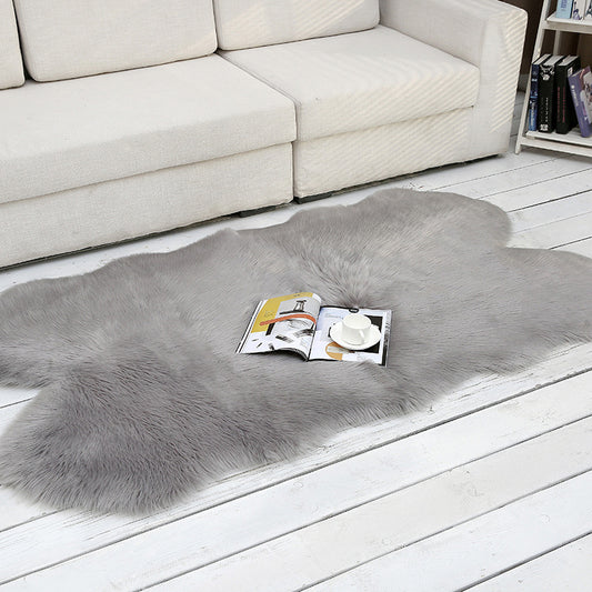 Shaggy Plain Rug Multi-Color Scandinavian Carpet Faux Fur Machine Washable Non-Slip Backing Pet Friendly Rug for Home Grey 3'3" x 5'11" Clearhalo 'Area Rug' 'Casual' 'Rugs' Rug' 2070677