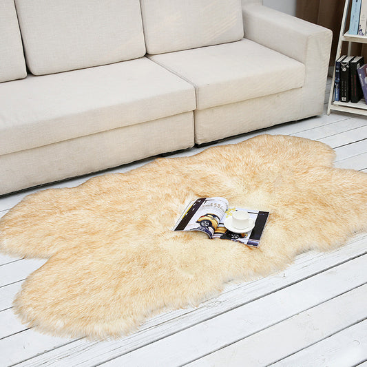 Shaggy Plain Rug Multi-Color Scandinavian Carpet Faux Fur Machine Washable Non-Slip Backing Pet Friendly Rug for Home White-Yellow 3'3" x 5'11" Clearhalo 'Area Rug' 'Casual' 'Rugs' Rug' 2070678