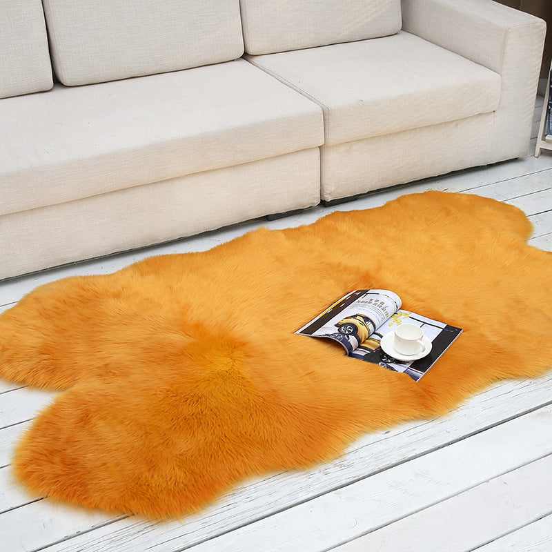 Shaggy Plain Rug Multi-Color Scandinavian Carpet Faux Fur Machine Washable Non-Slip Backing Pet Friendly Rug for Home Orange-Yellow 3'3" x 5'11" Clearhalo 'Area Rug' 'Casual' 'Rugs' Rug' 2070682
