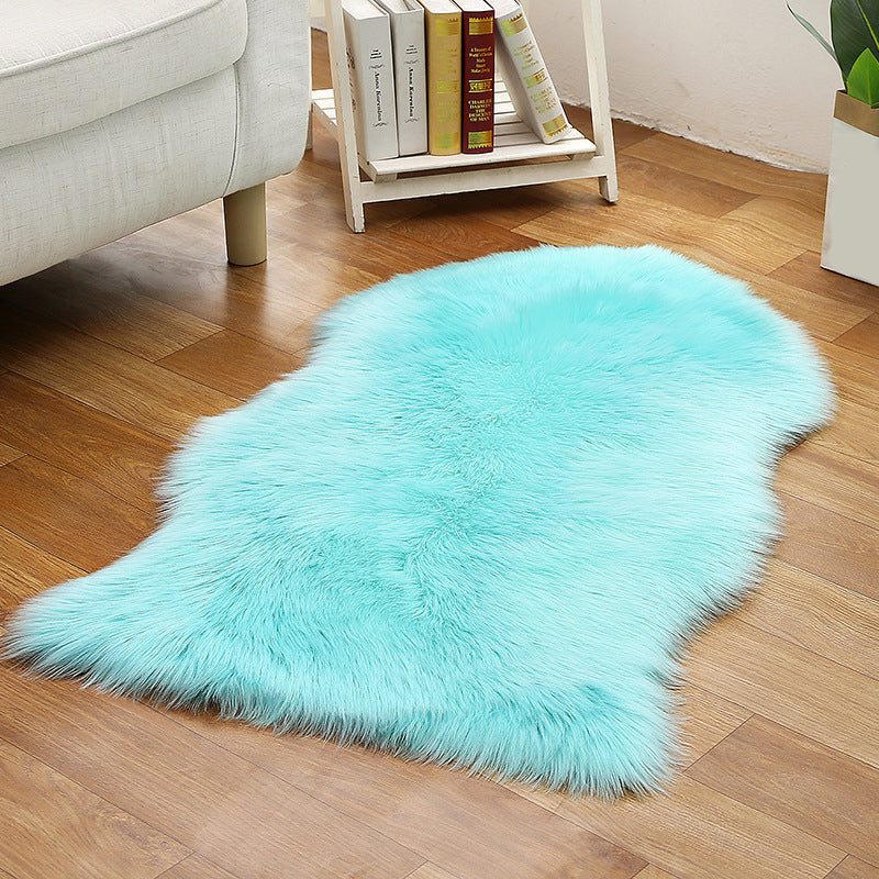 Shaggy Plain Rug Multi-Color Scandinavian Carpet Faux Fur Machine Washable Non-Slip Backing Pet Friendly Rug for Home Light Blue 3'3" x 5'11" Clearhalo 'Area Rug' 'Casual' 'Rugs' Rug' 2070684