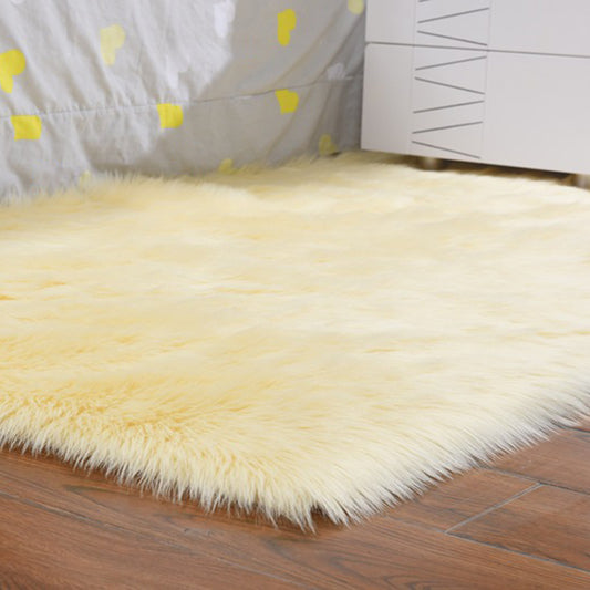 Trendy Multi Colored Plain Rug Faux Wool Nordic Carpet Machine Washable Pet Friendly Non-Slip Backing Rug for Bedroom Beige Clearhalo 'Area Rug' 'Casual' 'Rugs' Rug' 2070692