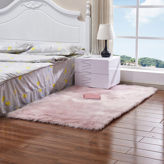 Trendy Multi Colored Plain Rug Faux Wool Nordic Carpet Machine Washable Pet Friendly Non-Slip Backing Rug for Bedroom Light Pink Clearhalo 'Area Rug' 'Casual' 'Rugs' Rug' 2070696