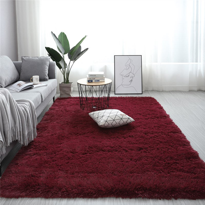 Comfort Plain Rug Multicolor Faux Wool Rug Stain Resistant Pet Friendly Anti-Slip Carpet for Home Decoration Burgundy Clearhalo 'Area Rug' 'Casual' 'Rugs' Rug' 2070721