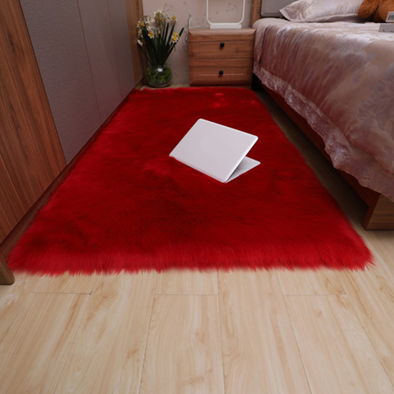 Multicolor Bedroom Rug Casual Plain Carpet Fluffy Non-Slip Backing Washable Pet Friendly Indoor Rug Red Clearhalo 'Area Rug' 'Casual' 'Rugs' Rug' 2070781