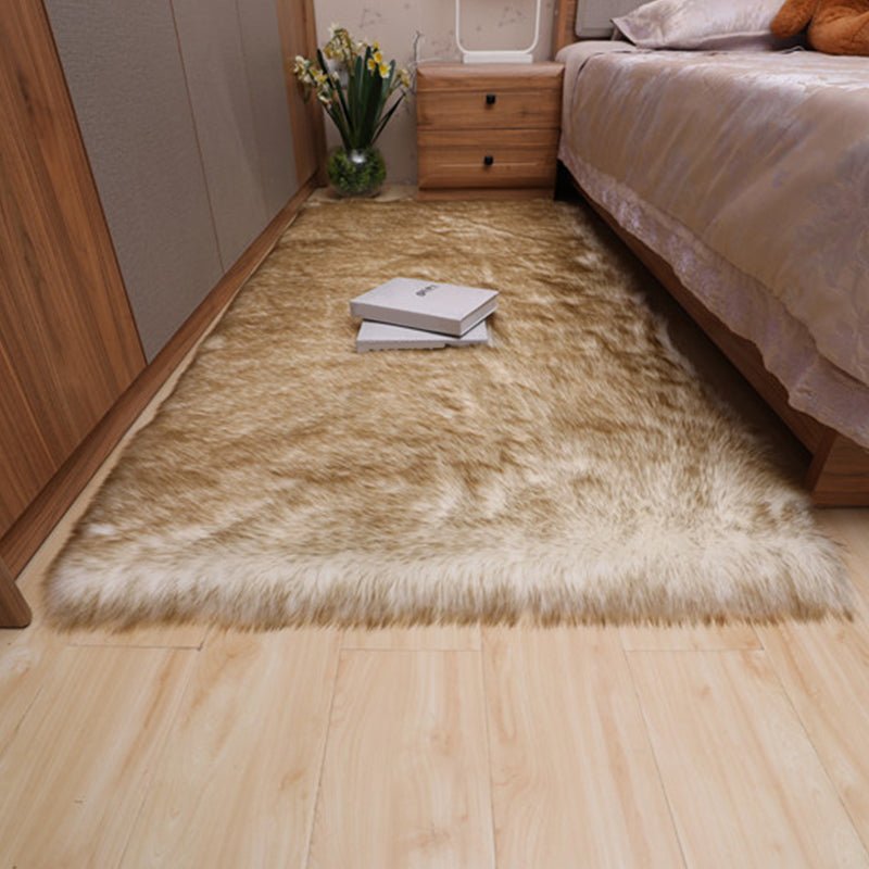 Multicolor Bedroom Rug Casual Plain Carpet Fluffy Non-Slip Backing Washable Pet Friendly Indoor Rug White-Brown Clearhalo 'Area Rug' 'Casual' 'Rugs' Rug' 2070783