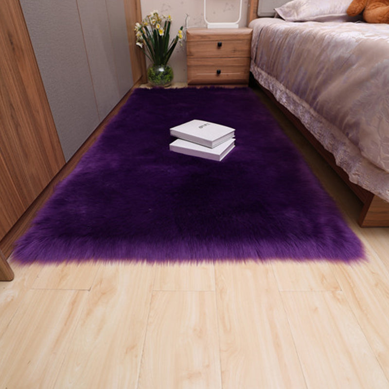 Multicolor Bedroom Rug Casual Plain Carpet Fluffy Non-Slip Backing Washable Pet Friendly Indoor Rug Purple Clearhalo 'Area Rug' 'Casual' 'Rugs' Rug' 2070785