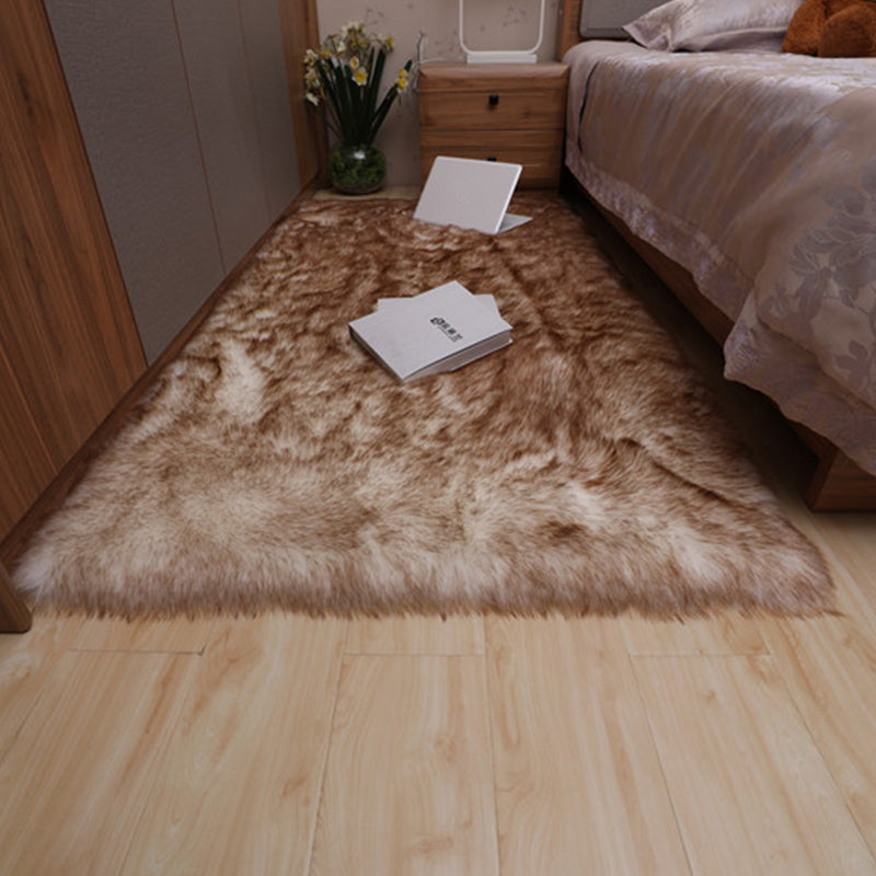 Multicolor Bedroom Rug Casual Plain Carpet Fluffy Non-Slip Backing Washable Pet Friendly Indoor Rug Coffee-White Clearhalo 'Area Rug' 'Casual' 'Rugs' Rug' 2070787
