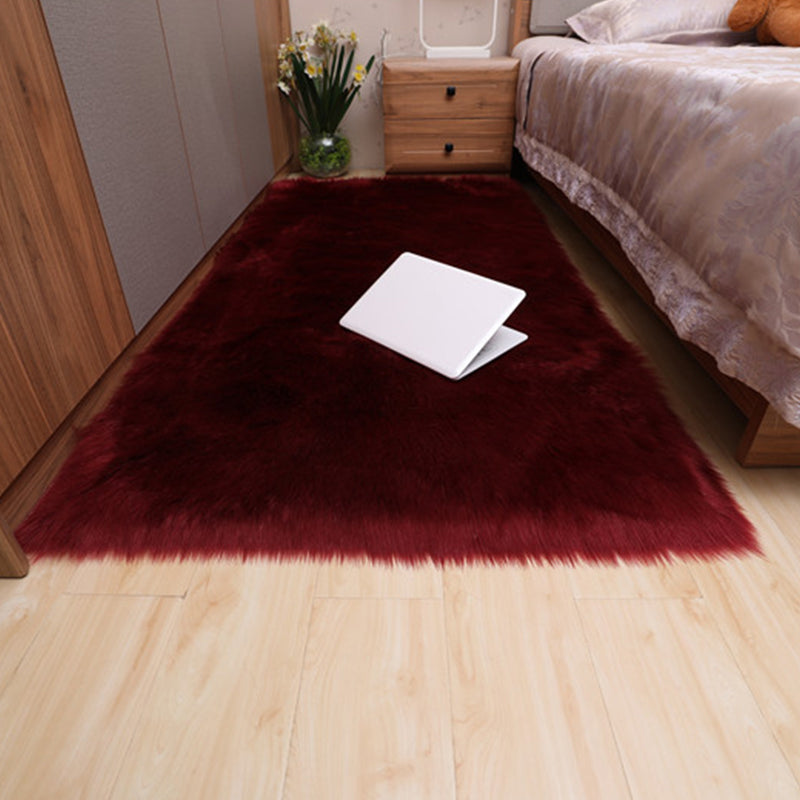 Multicolor Bedroom Rug Casual Plain Carpet Fluffy Non-Slip Backing Washable Pet Friendly Indoor Rug Burgundy Clearhalo 'Area Rug' 'Casual' 'Rugs' Rug' 2070789